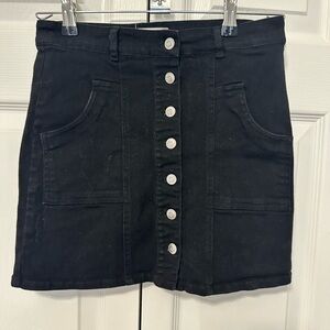 Altar'd State Black Mini Skirt with Button Front